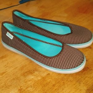 Keds Chocolate Brown Polka Dot Slip On Sneakers Womens 6